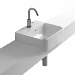 Porcelænshåndvask, Lavabo 35 (Semi-Indbygget, Hvid)