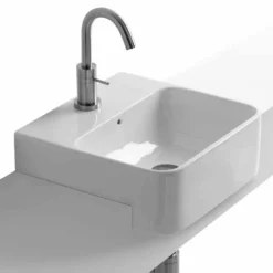 Porcelænshåndvask, Lavabo 45 (Semi-Indbygget, Hvid)